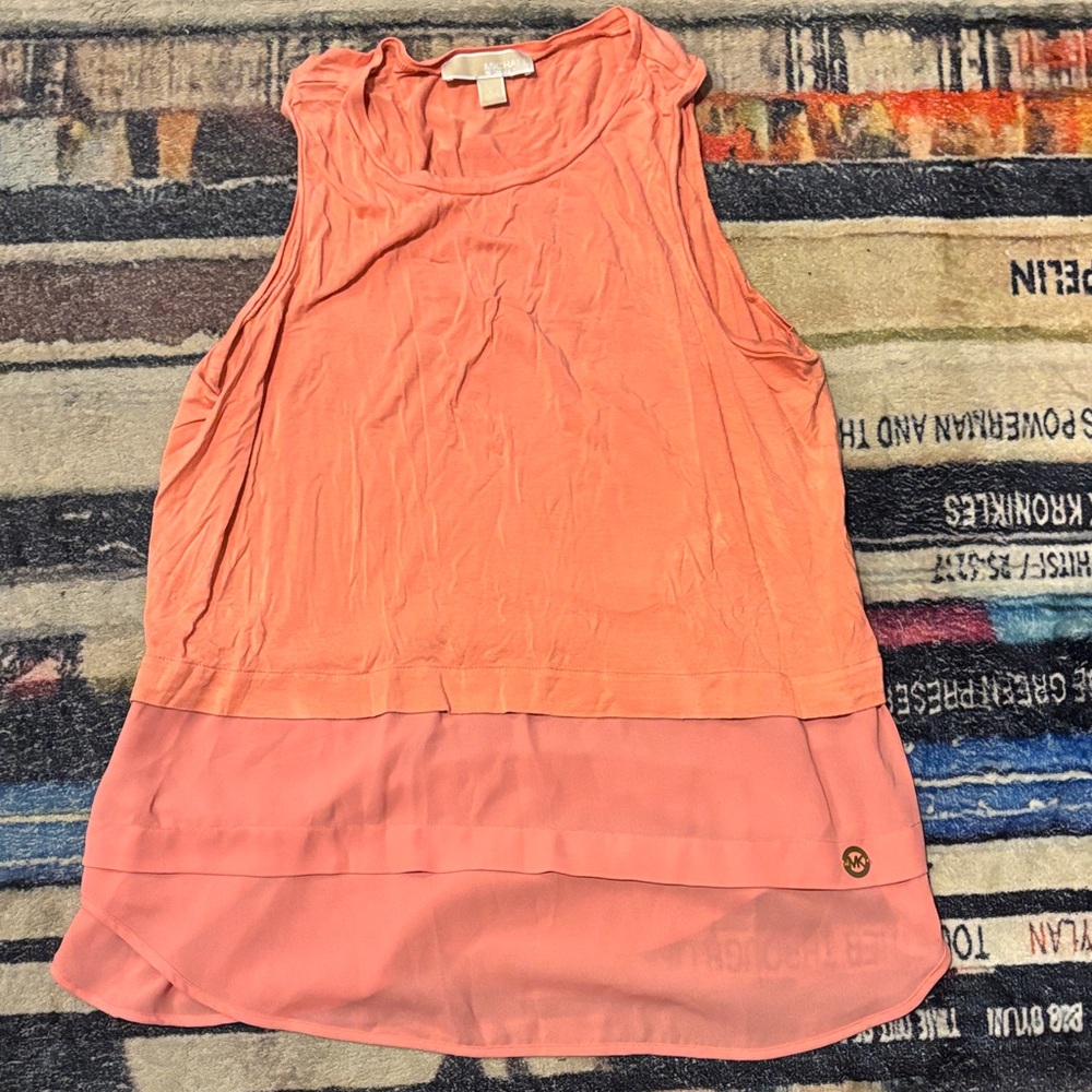 Michael Kors Coral Layered Tank Top large